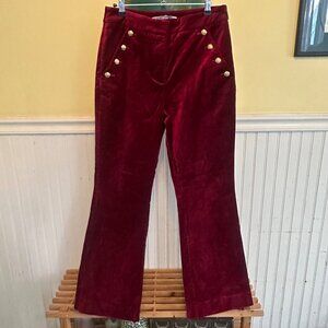 Veronica Beard Burgundy Velvet Flare Pants Size 8